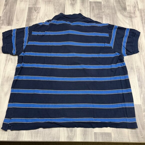 ✅ Mens 2XLT Beverly Hills Polo Club Navy Blue Striped Polo Shirt Short Sleeeve - Picture 2 of 9